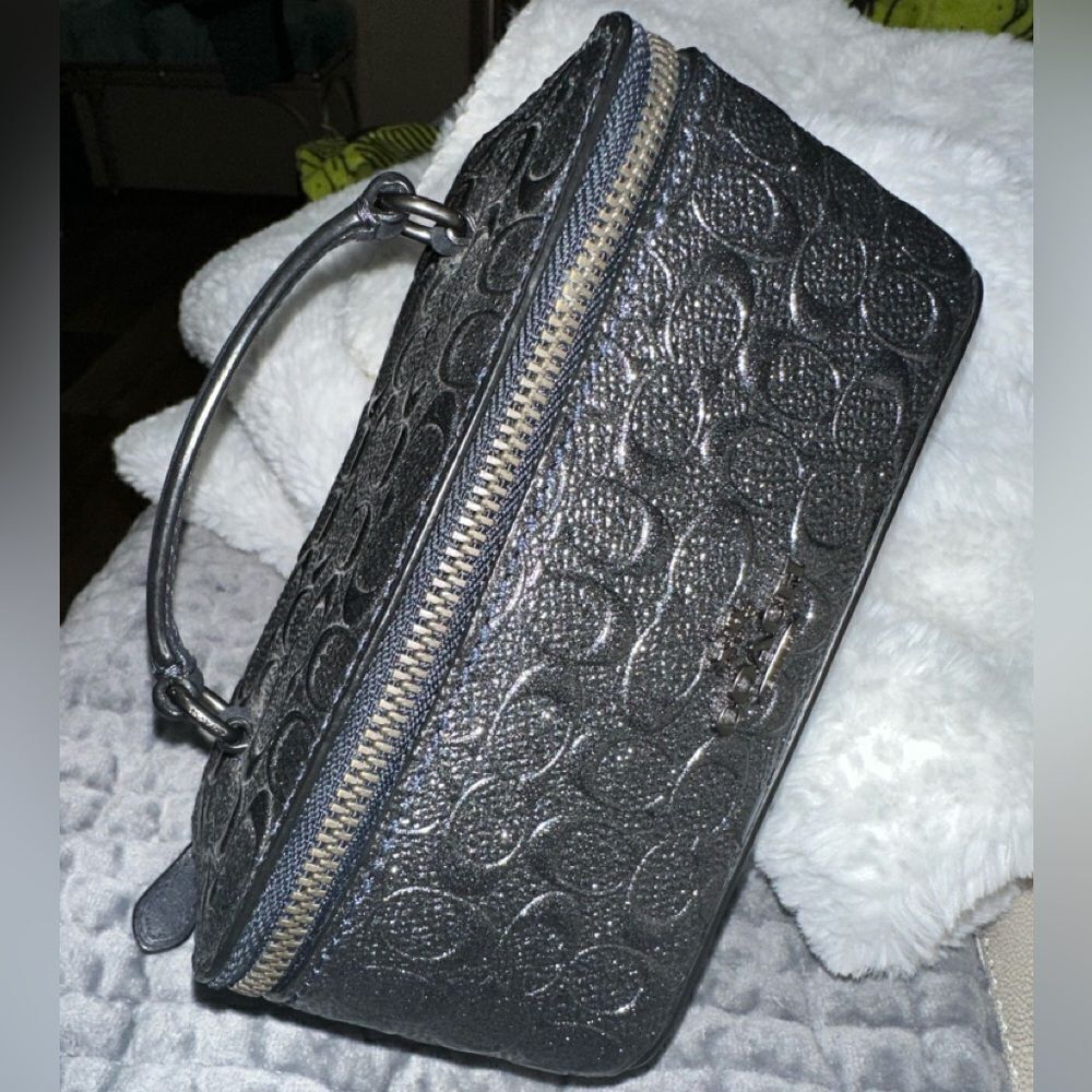 Coach Travel Jewelry Case - Signature Black Embossed Leather